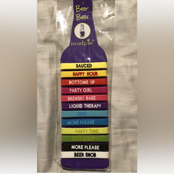 Mud Pie Beer Belts Drink Marker Bands 12-pack Brand New - Picture 2 of 3